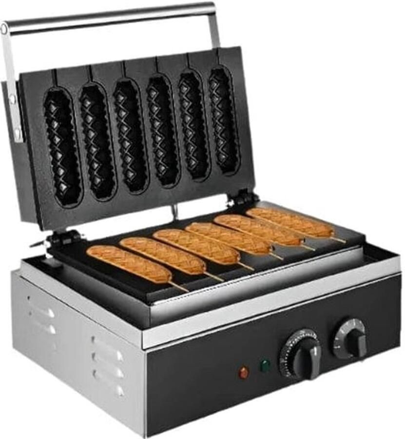 Corenia Vevor WM227 Wafelijzer met indicatielampje Anti-aanbak houten handgrepen 1500W 220V Zwart