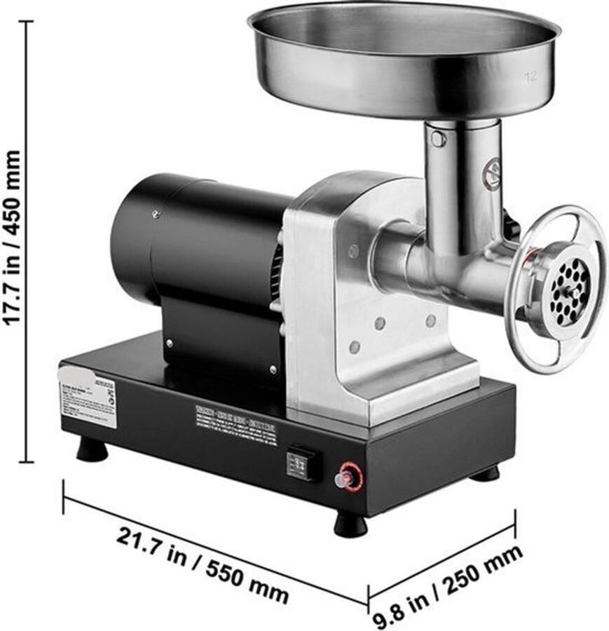 Corenia Vleesmolen – Elektrische Vleesmolen – Gehaktmolen – Worstmaker – 550W Motor – Roestvrij Staal