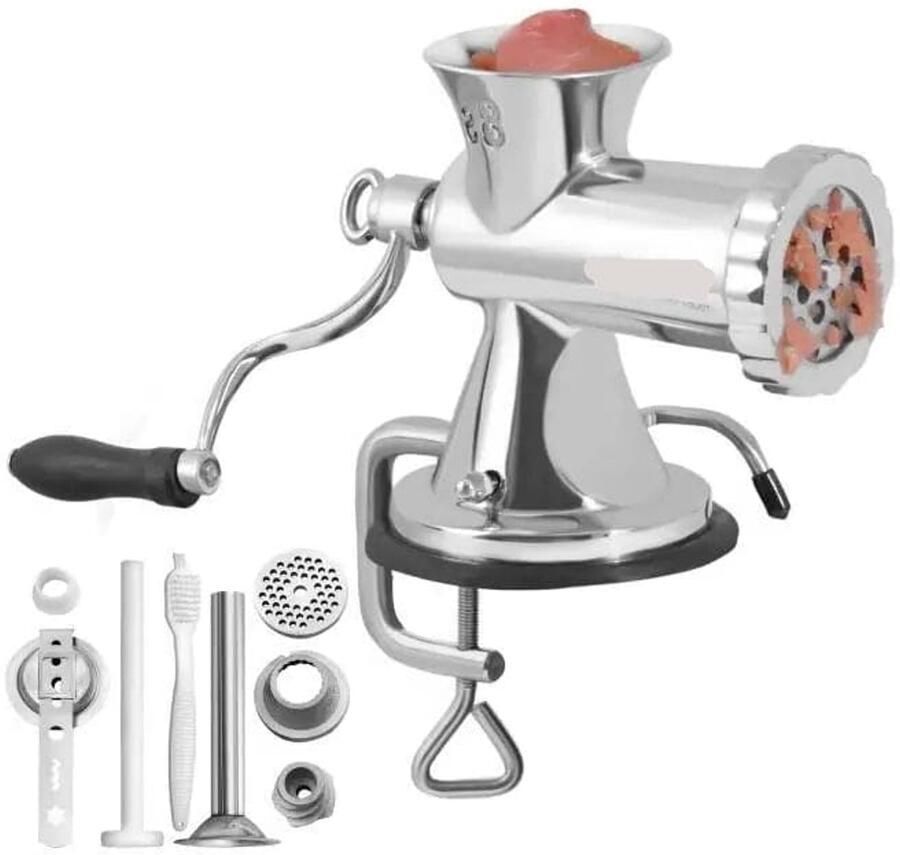 Vleesmolen Foodprocessor Keukenmachines Handmatige Grinder Gehaktmolen van 304 Roestvrij Staal met zuignap en Stalen Tafelklem - Foto 2