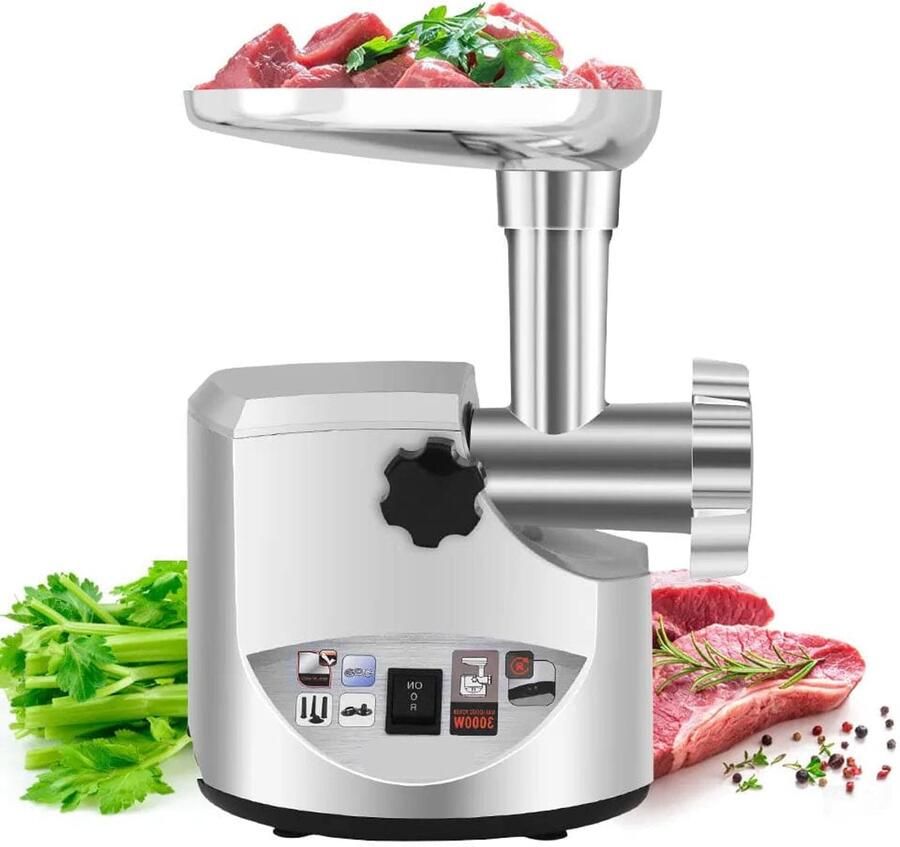 Corenia Vleesmolen Gehaktmolen Elektrische Vleesmolen 3000W RVS Snijmessen 1.2kg per Minuut voor Thuis