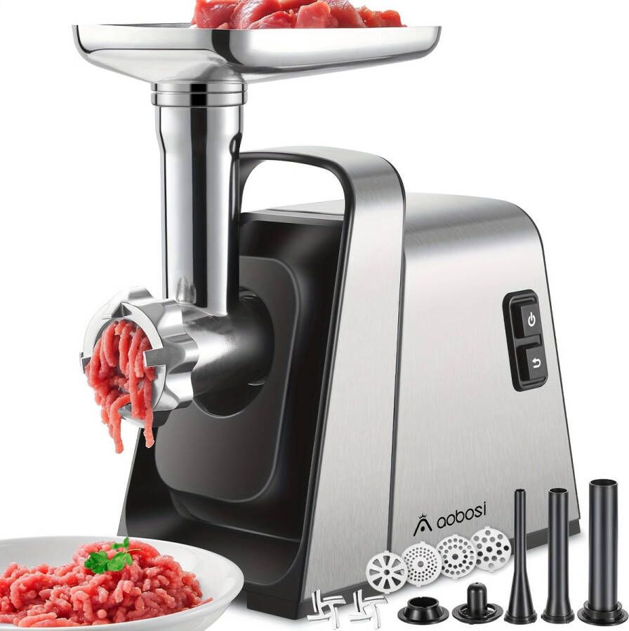 Corenia Vleesmolen – Gehaktmolen – Worstmaker – Kubbe Molen – Elektrische Molen – 3000W Krachtige Motor – 4 RVS Snijplaten