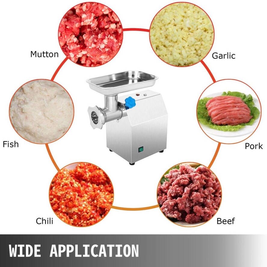 Corenia Vleesmolen – Industriële Vleesmolen – Elektrische Vleesmolen – Vleesmaler – 450W Motor – 80 Kg Per Uur