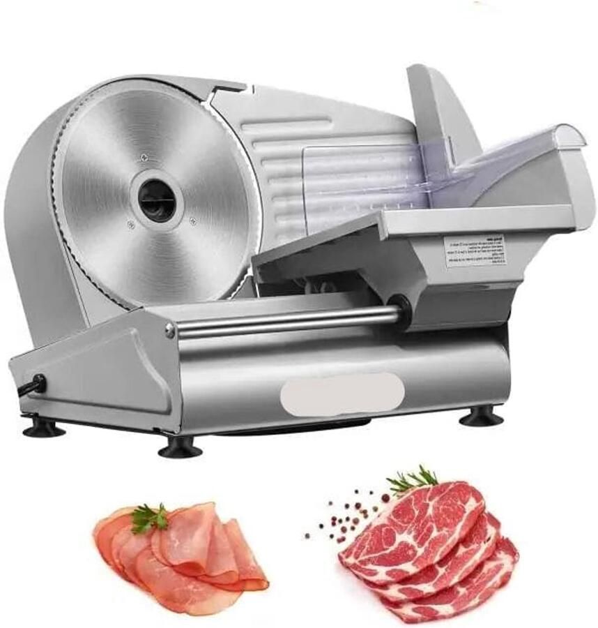 Corenia Vleessnijmachine Snijmachine Elektrische 180W Met RVS Mes Instelbare Dikte en Veiligheidskap voor Thuisgebruik