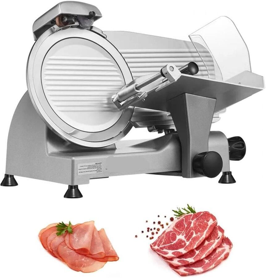 Corenia Vleessnijmachine Vleessnijder Snijmachine Broodsnijmachine Elektrische 10 Inch Roestvrijstalen Mes Allessnijder Ingebouwde Slijpsteen – Instelbare Snijdikte 0-15 mm – Perfect voor Deli en Thuisgebruik