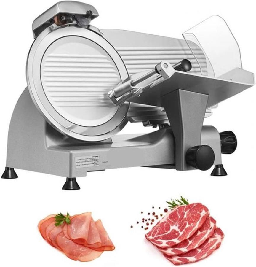 Corenia Vleessnijmachine Vleessnijder Snijmachine Broodsnijmachine Elektrische 12 Inch Roestvrijstalen Mes Allessnijder Ingebouwde Slijpsteen – Instelbare Snijdikte 0-15 mm – Perfect voor Deli en Thuisgebruik