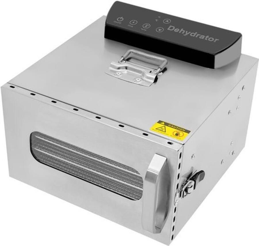 Voedseldroger RVS – Voedselontwateraar – Fruitdroger – Groentedroger – Drogenmachine – 6 Compartimenten – 400 Watt Motor – Temperatuurregelaar 30-90 °C – LCD Display – Timer 30 Min-24 Uur - Foto 2