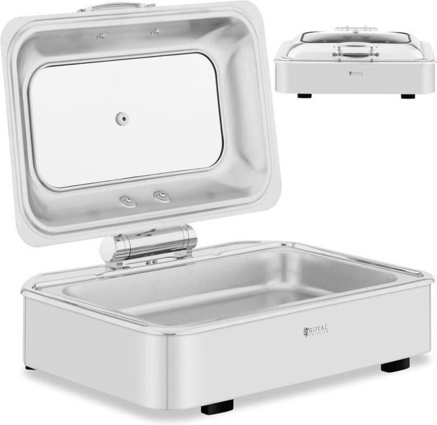 Corenia Voedseldroger – Warmhouder – Buffetwarmer – Draagbaar – Waterbad – 8 5 Liter Inhoud – Roestvrijstaal & Tempered Glas