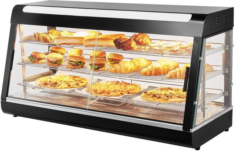 Corenia Voedselverwarmer – Warmhoudkast – Buffetwarmer – Warmhoudplaat – Chafing Dish – 3 Laags Indeling – Instelbare Temperatuur 30-85°C – LED-Verlichting & Stoomfunctie