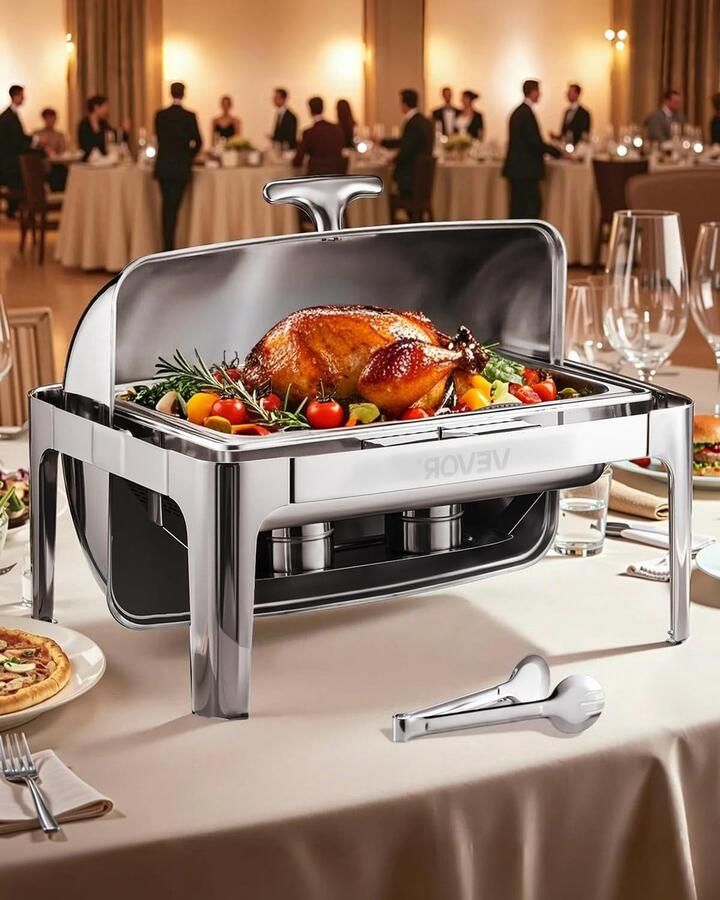 Corenia Voedselwarmer – Warmhoudplaat – Buffetwarmer – Cateringwarmer – Zelfbediening – 8 5 Liter Inhoud – Roestvrij Staal Met Inklapbaar Deksel