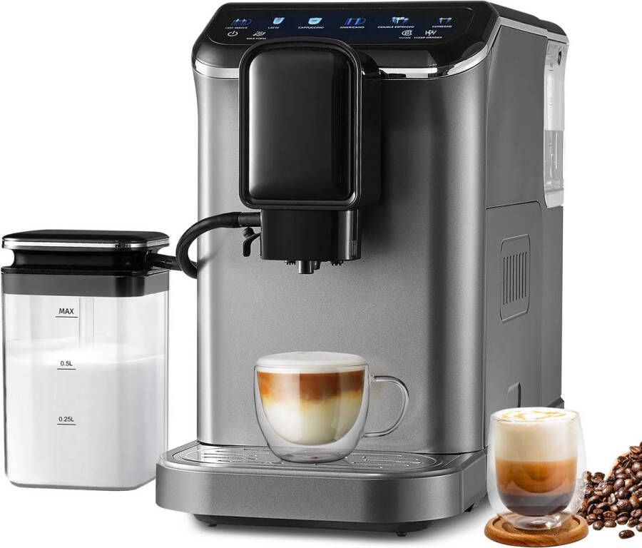 Corenia Volledig Automatische Espressomachine – Koffiemachine – Espressoapparaat – Melkopschuimer – Barista Machine – 20 Bar Druk – 15 Maalinstellingen