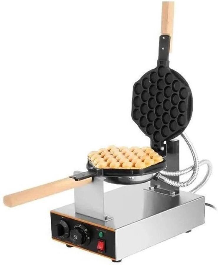 Corenia Wafelijzer met indicatielampje 180° draaibare 2 pannen houten handgrepen Gemakkelijk schoon te maken voor thuisgebruik