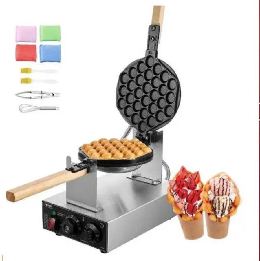 Corenia Wafelijzer Poffertjesmaker Wafelmaker Poffertjespan Wafelmix Poffertjespan Inductie Poffertjespan Elektrisch 400W RVS Non-Stick Wafelijzer met 180° Rotatie