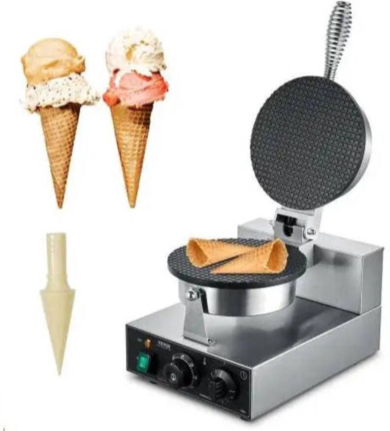 Corenia Wafelijzer Wafel Cone Maker Wafelmaker Ronde Wafelmaker Poffertjesmaker Poffertjespan Inductie Wafelmix 1230W Non-Stick RVS Wafelijzer met Instelbare Temperatuur en Timer