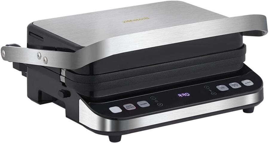 Corenia Wafelijzer Wafelmaker Waffle Iron Waffle Machine Regelbare Thermostaat 2000W Digitale Contactgrill Panini Pers 180° Zilver