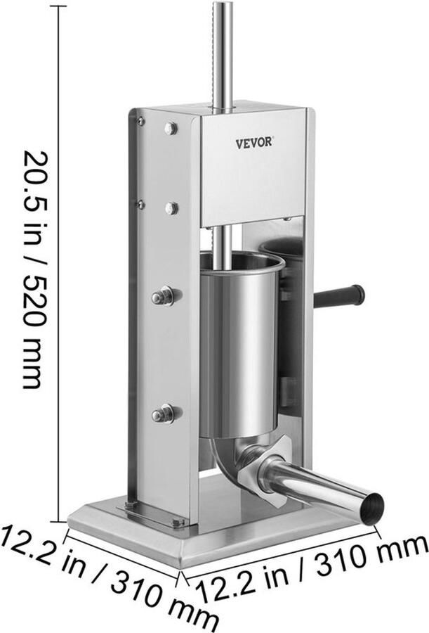 Corenia Worstenmaker – Worstenvuller – Worstvuller – Worstmachine – Sausage Stuffer – RVS 3L Capaciteit – Dubbele Luchtafgifteventielen