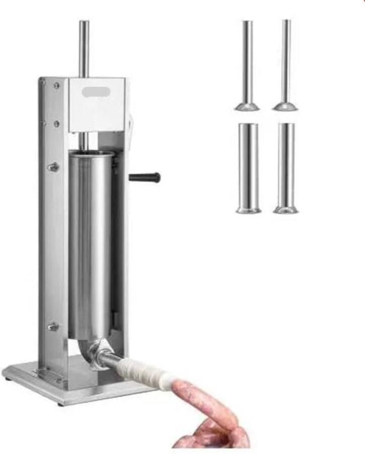 Corenia Worstenvuller Worstenmaker Professionele 5L RVS Worstenvuller Inclusief 5 Vulbuizen Handmatige Verticale Worstmaker Worstmachine
