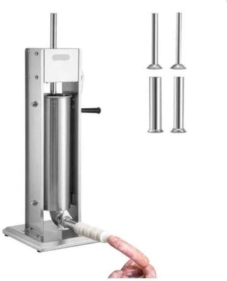 Worstenvuller – Worstenmaker Worstmachine Professionele 5L RVS Worstenvuller Handmatige Verticale Worstmaker Inclusief 5 Vulbuizen - Foto 2