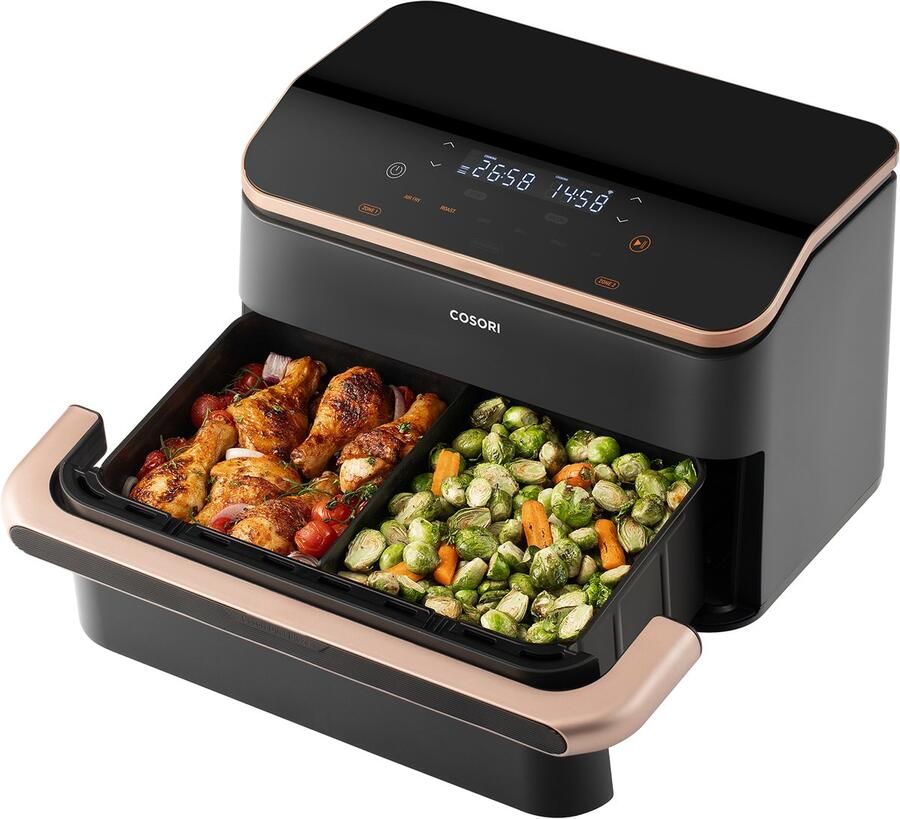 Cosori Twinfry Dubbele Airfryer XXL Heteluchtfriteuse 10 liter Twee kookvakken of 1 MegaZone 6 Programma's Boven- en Onderwarmte Dual Zone Technologie - Foto 2