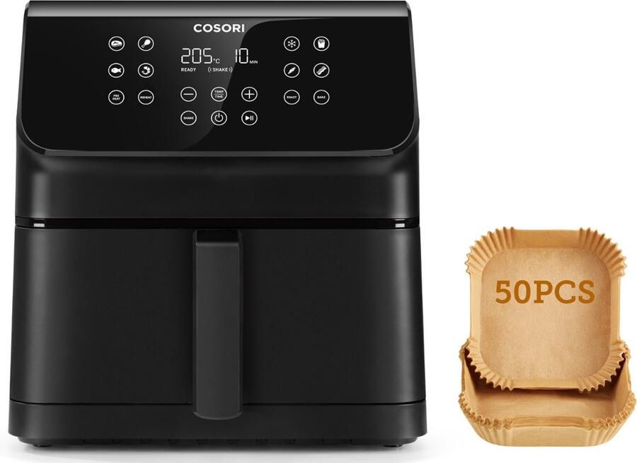 Cosori XXL Chef Edition 6.2 liter Airfryer Met Bakpapier bakjes 12 programma's