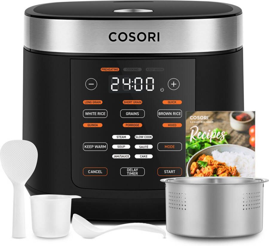Cosori Rijst Multicooker 5L 8 programma's 17-in-1 Voor rijst slow cooking bakken en meer
