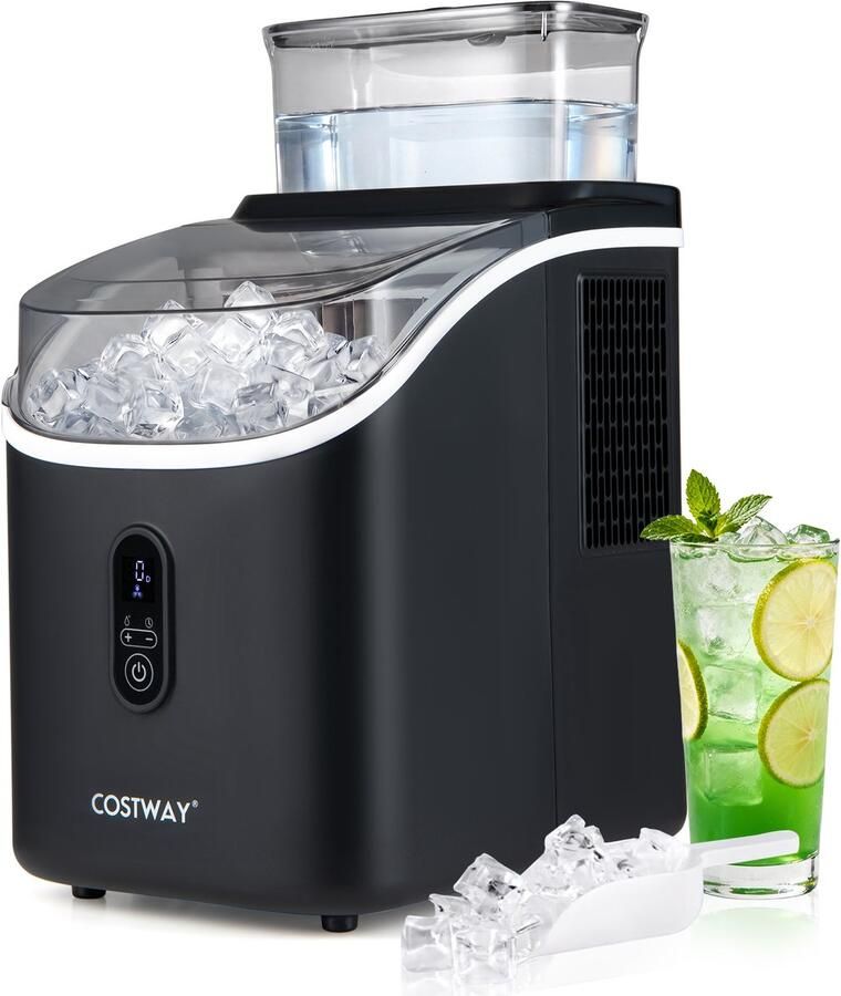 Costway IJsblokjesmachine 1 5 l 15 kg in 24 uur IJsmachine 16 ijsblokjes in 13 min ijsblokjesmaker incl. schep timer zelfreinigingsfunctie (zwart)