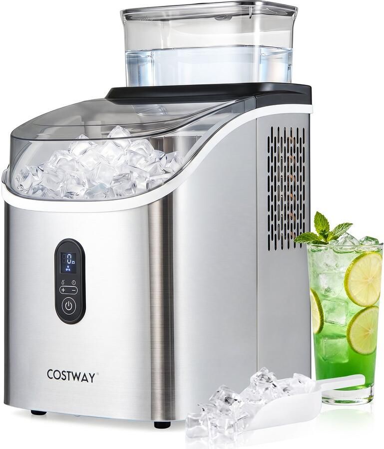 Costway IJsblokjesmachine 1 5 l 15 kg in 24 uur IJsmachine 16 ijsblokjes in 13 min ijsblokjesmaker incl. schep timer zelfreinigingsfunctie (zilver)