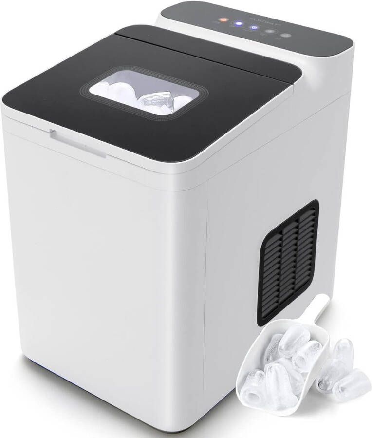 Costway IJsblokjesmachine Ice Maker ijsmachine ijsblokjesmaker incl. schep LED-display 1 5 l watertank timer 9 ijsblokjes in 6-13 min 12 kg 24 uur (wit)