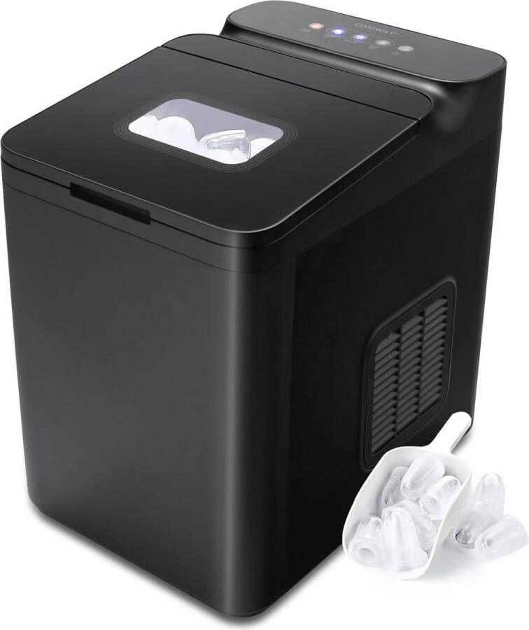 Costway IJsblokjesmachine roestvrij staal klein Ice Cube Maker 12 kg 24 h bereiding in 6 minuten 1 5 liter watertank LED-display zelfreinigende functie 2 ijsblokjes maten incl. schep