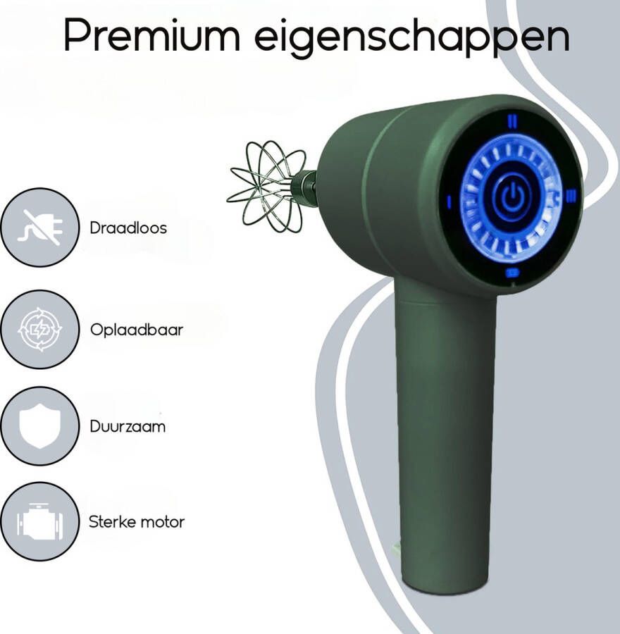 CoverMore Handmixer Elektrisch Ei klopper Melkklopper Taart opschuimer Met Accessoires Staafmixer Handmixer Keukenmixer Mixer Handmixer Elektrische Mixer Mini Garde Draadloze Mixer Oplaadbaar 3 Snelheden Groen