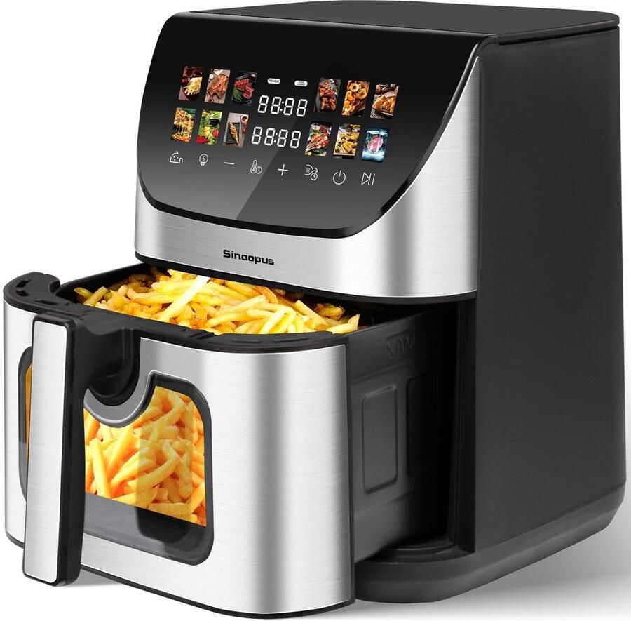 COVREO Heteluchtfriteuse XXL 8 5L zwart kijkvenster LED-touchscreen