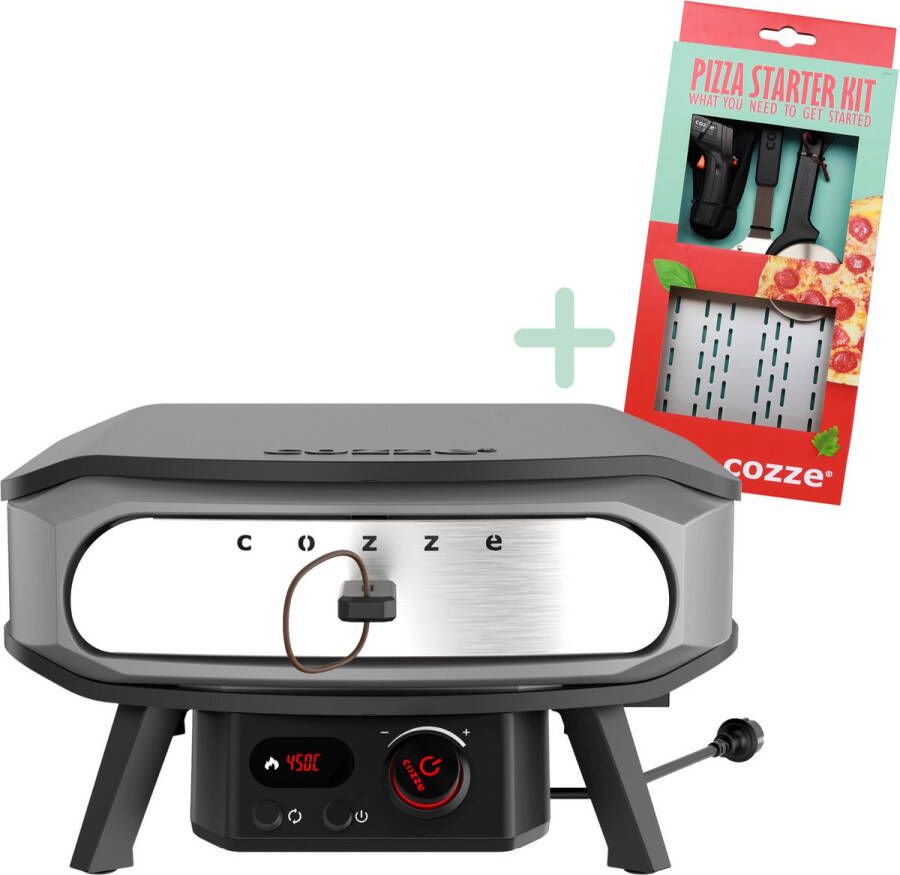 Cozze 17 Elektrische pizzaoven met roterende steen en deur 230V Premium pizza oven inclusief GRATIS pizzaset