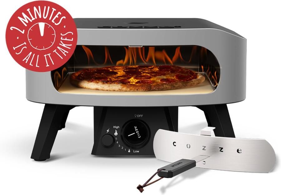 Cozze 13 Classic pizzaoven gas 30 mbar – krachtige 6 0 kW gas pizzaoven met U-vormige RVS brander automatische ontsteking thermometer en cordieriet pizzasteen – authentieke pizza s in 2 minuten – ideaal voor buiten koken