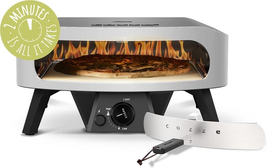 Cozze 17 Classic pizzaoven gas 30 mbar – krachtige 8 0 kW gas pizzaoven met U-vormige RVS brander automatische ontsteking thermometer en cordieriet pizzasteen – bakt grote authentieke pizza s in 2 minuten – ideaal voor buiten koken