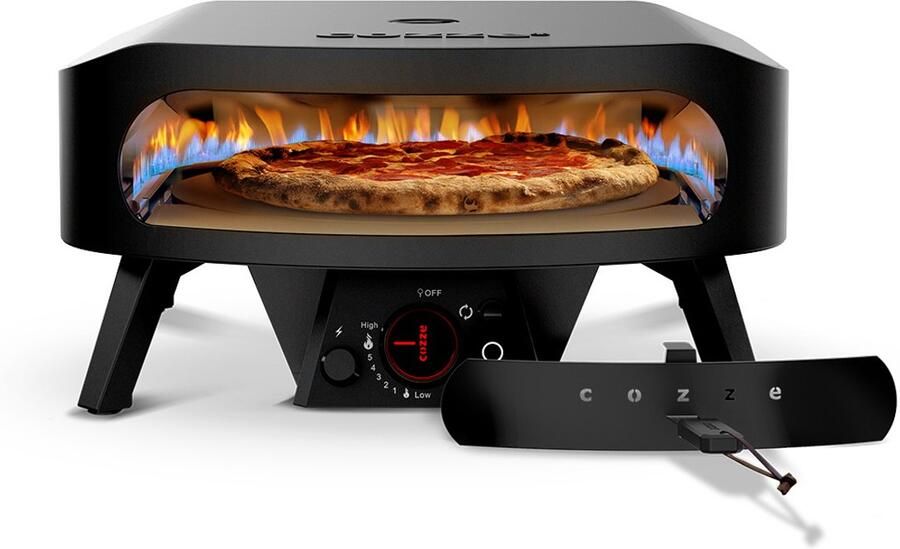 Cozze 17” Pizzaoven op Gas – Black Edition – Roterende Pizzasteen – Met Deur – Tot 610°C – Ø43 cm