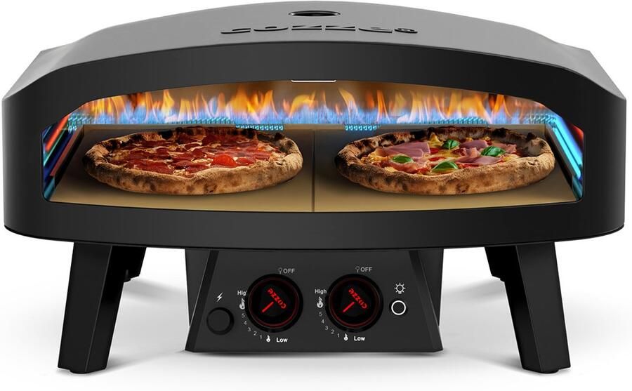 Cozze 24” Pizzaoven op Gas – Black Edition – Extra Groot – Dubbele Pizzasteen – Met Deur – Tot 600°C – Ø60 cm