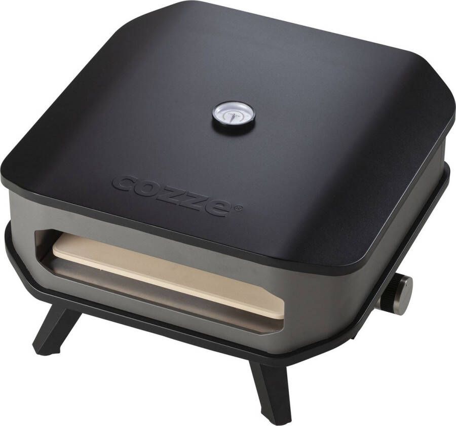 Cozze Pizza Oven Gas 13 Inch met Thermometer en Pizzasteen 30 Mbar 5.0 KW Roestvast Staal Zwart