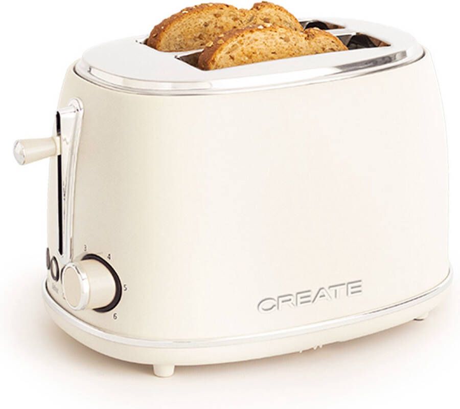 Create Broodrooster S Voor Medium Brede Plakken 6 niveaus 850W Gebroken wit TOAST RETRO STYLANCE S