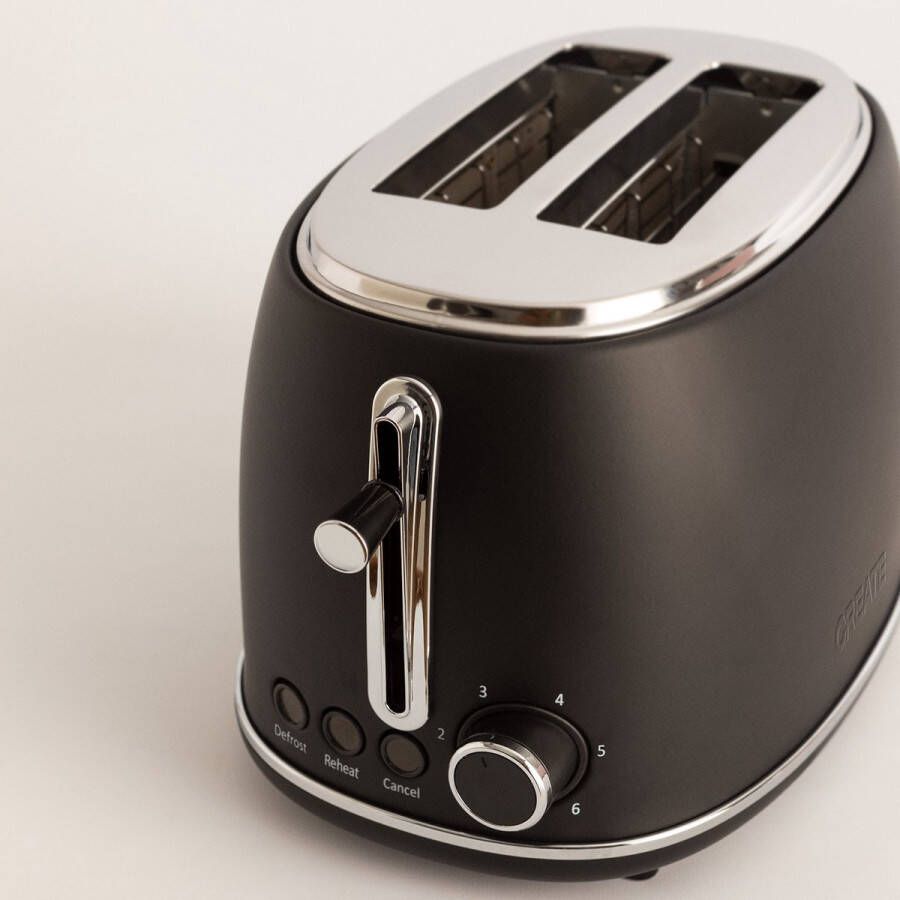 Create Broodrooster Toaster 6 niveaus 2 Extra Brede Sleuven 850W Zwart TOAST RETRO STYLANCE S