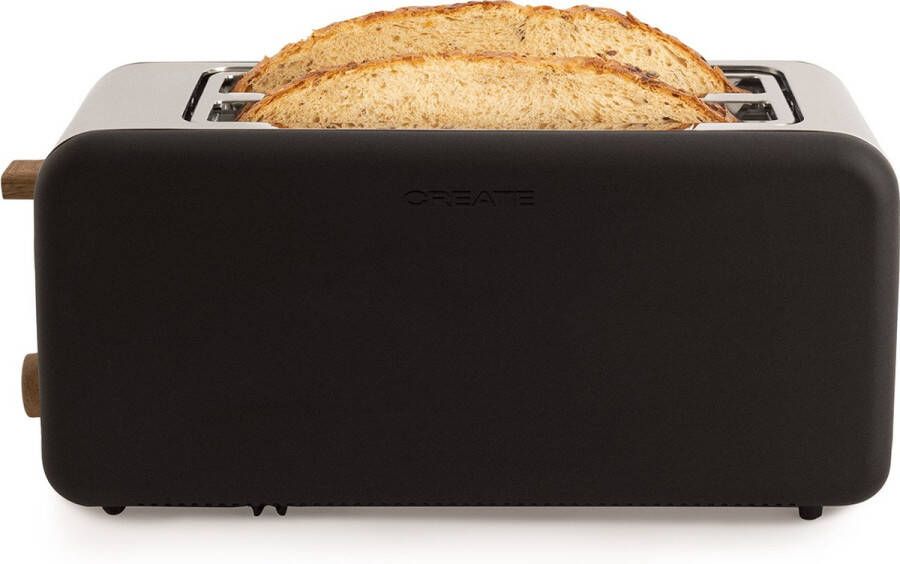 Create Broodrooster voor breed brood- Zwart Voor Brede Plakken 6 niveaus Functies 1500W TOAST RETRO XL