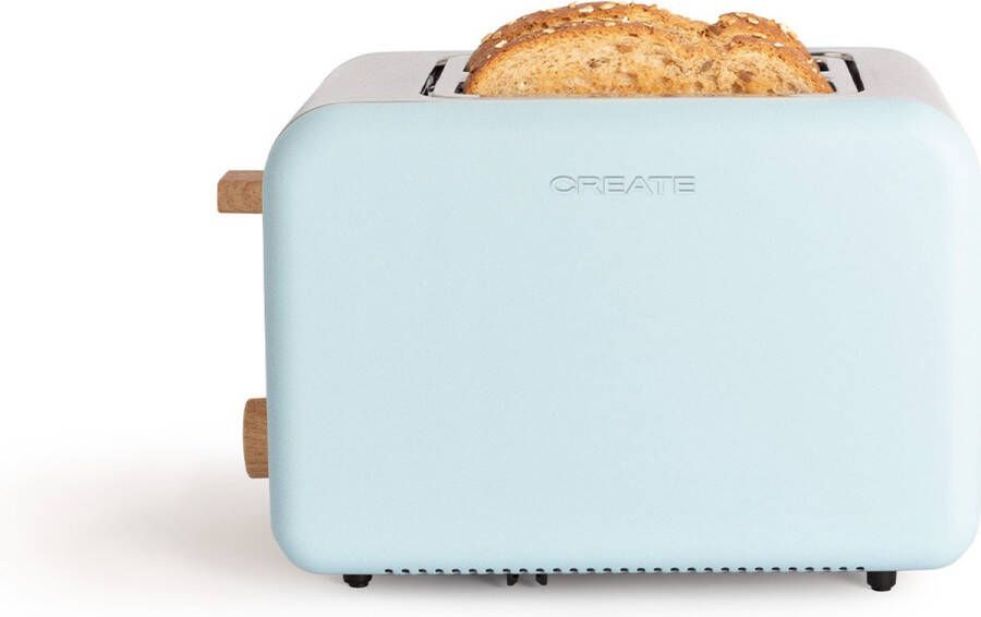 Create TOAST RETRO Broodrooster Pastel Blauw Voor Brede Plakken XL sleuven 6 niveaus Functies 850W