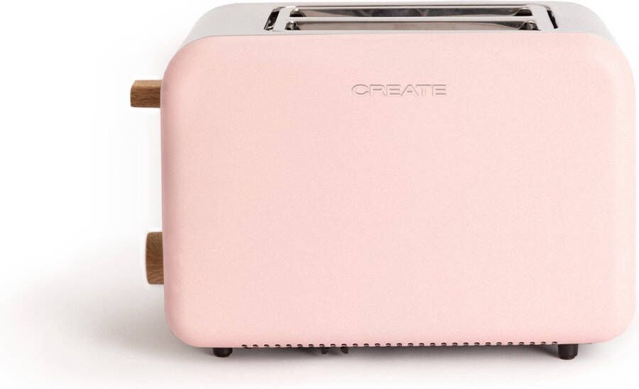 Create Broodrooster Pastel Roze Voor Brede Plakken XL sleuven 6 niveaus Functies 850W TOAST RETRO