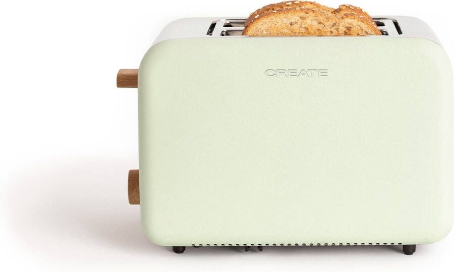 Create Broodrooster Pastel Groen Voor Brede Plakken XL sleuven 6 niveaus Functies 850W TOAST RETRO