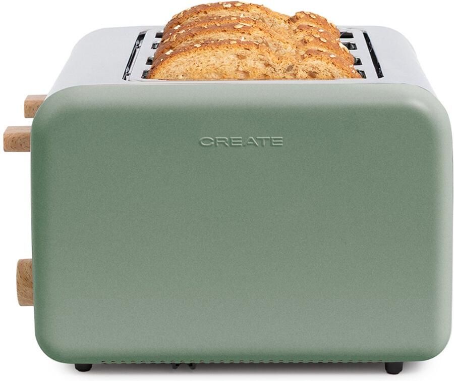 ‎CREATE Broodrooster voor breed brood 6 bruiningsniveaus 1500W Sage TOAST RETRO