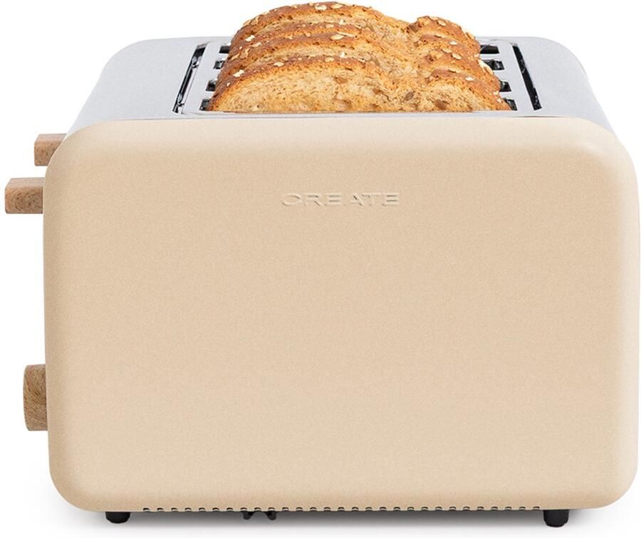 ‎CREATE Broodrooster voor breed brood 6 bruiningsniveaus 1500W Zand TOAST RETRO