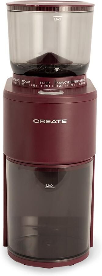 Create Koffiemolen met reservoir en 38 maalstanden Bordeauxrood COFFEE GRINDER STUDIO PRO