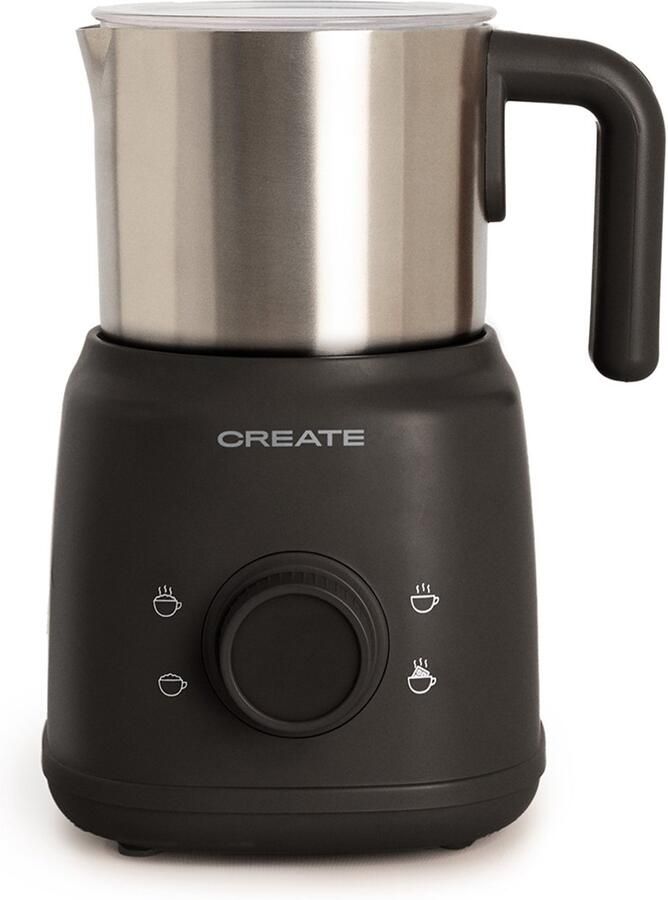 ‎CREATE Melkopschuimer en verwarmer met afneembare kan Zwart MILK FROTHER RETRO