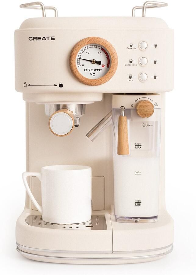 ‎CREATE Pack THERA RETRO PRO Halfautomatische espressomachine + MILL PRO Koffie- en kruidenmolen Gebroken wit