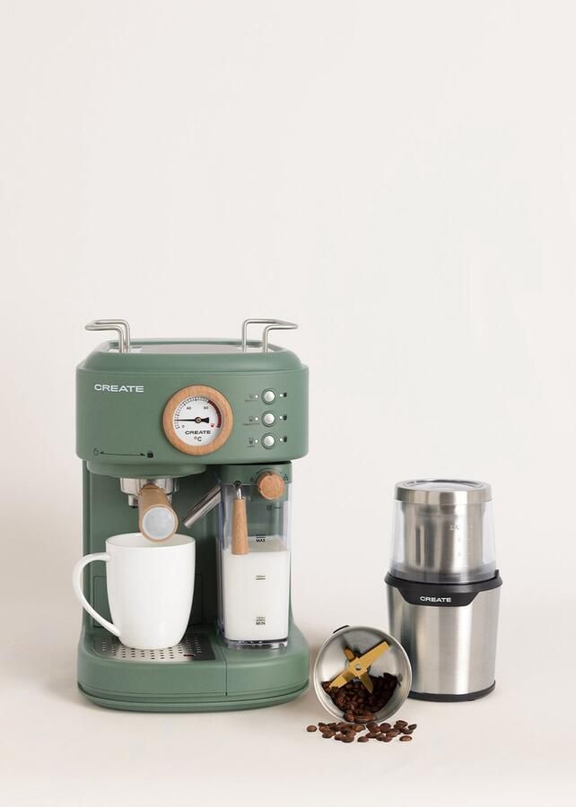 ‎CREATE Pack THERA RETRO PRO Halfautomatische espressomachine + MILL PRO Koffie- en kruidenmolen Salie