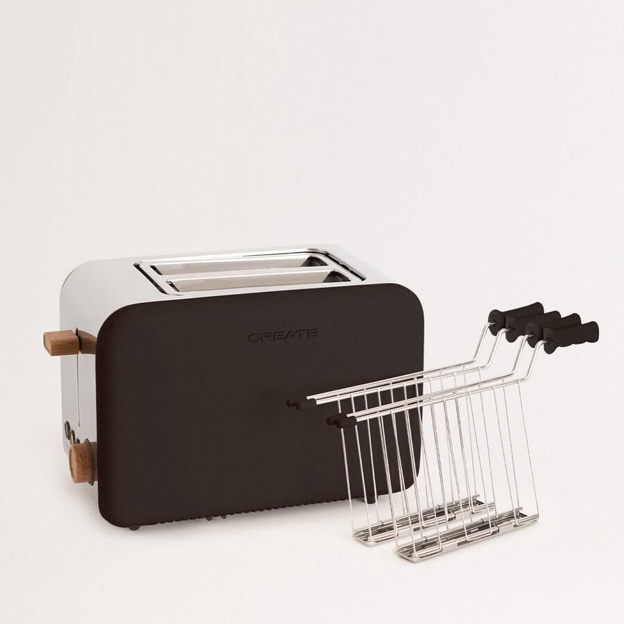 ‎CREATE Pack TOAST RETRO Klein Broodrooster voor breed brood + SET VAN 2 TOSTIKLEMMEN om Sandwiches