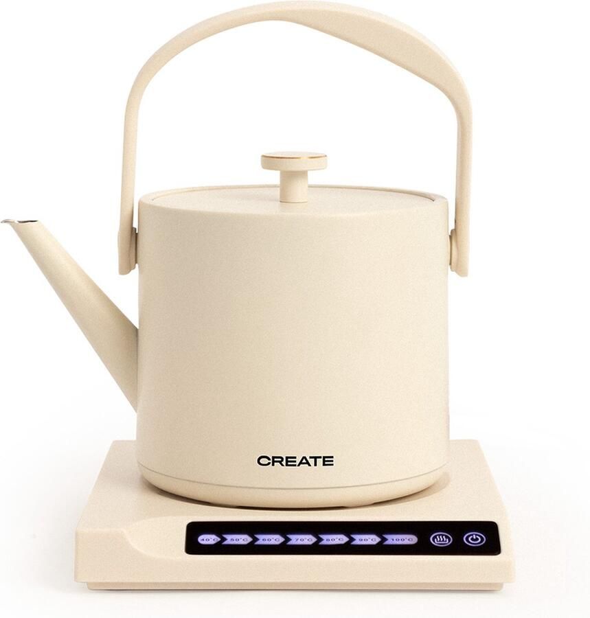 Create Waterkoker Digitale 880 Watt 500 ml RVS BPA vrij Elektrisch Mat Wit Hattori